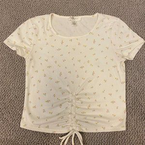 WHITE FAWN  Floral Tie Front Girls Top - Medium